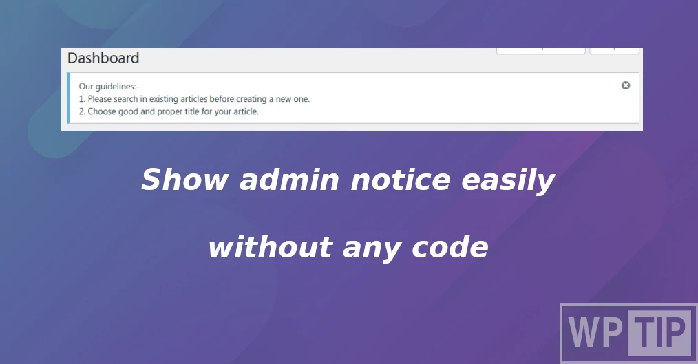 Show admin notice WordPress