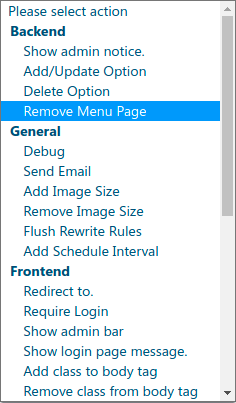 Remove menu page action